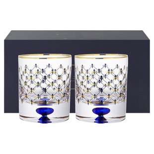 俄皇LOMONOSOV钴蓝网纹系列水晶玻璃酒杯对杯轻奢高档送礼礼盒