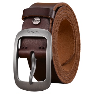 Jeep吉普真皮纯牛皮腰带男休闲手工皮带男真皮针扣正品复古裤带潮