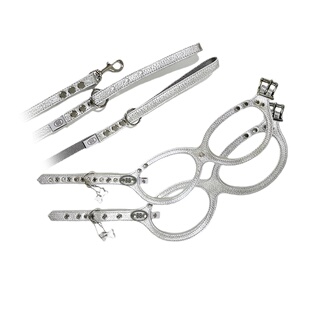 【月光银】BuddyBelts加拿大bb胸背银色宠物真皮背心式牵引猫狗