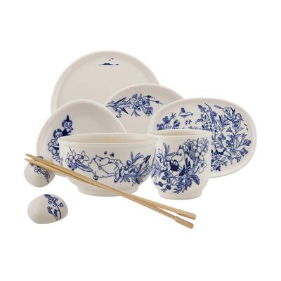 芬兰Arabia奥碧雅姆明Haru青花瓷系列餐具套组家用陶瓷碗盘子杯子