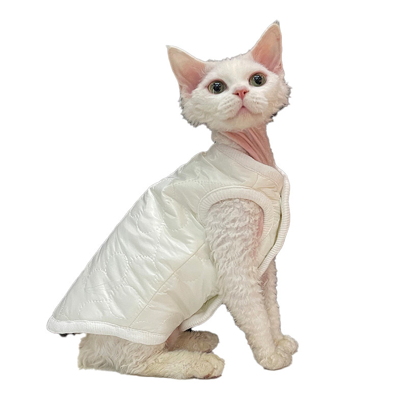 双层棉马甲无毛猫衣服斯芬克斯猫德文衣服简约刺绣秋冬款