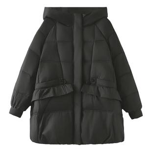 a字版羽绒服女大码冬季新款胖mm韩版时尚宽松中长款花边保暖外套