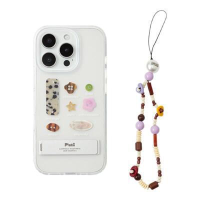 Puui原创适用苹果16pro简约磨砂手机壳16promax苹果15promax质感17promax透明iphone17小众带链条支架手机壳