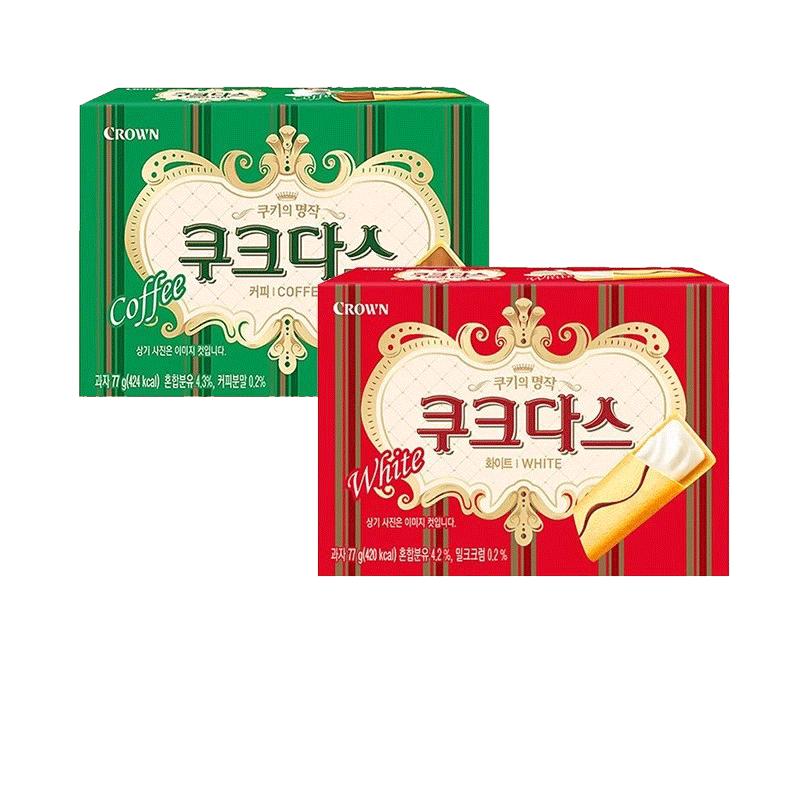 韩国CROWN克丽安奶油夹心条饼干咖啡味点心下午茶曲奇进口小零食