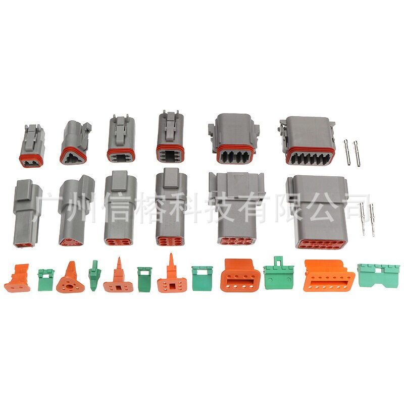 100PCS盒装德尔福汽车线束插头防水端子2/3/4/6/8/12p+公母连接器