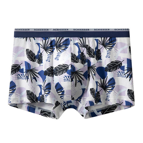 SCHIESSER舒雅25年新品男士舒美棉印花透气大码中腰平角内裤