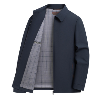 皮尔卡丹行政夹克男短款商务休闲翻领公务员干部外套2026新款春装