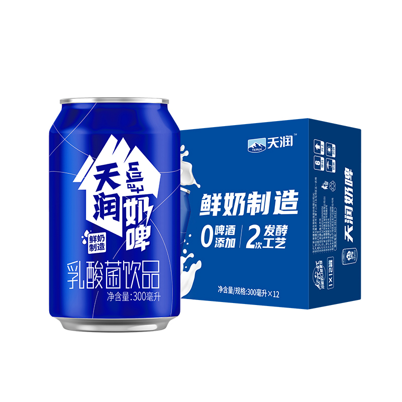 天润新疆特产奶啤整箱发酵乳酸菌饮品300ml*12罐