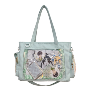 绿色痛包大容量追星演唱会藏灯牌暗格娃包手提单肩斜挎薄荷绿包包