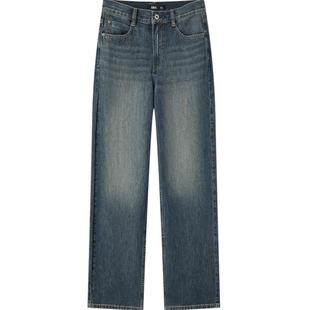 森柔牛仔|森马牛仔裤女港风舒适阔腿裤显瘦秋季女生纯棉长裤百搭