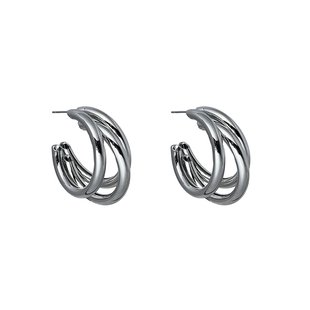 复古港风金色耳环女轻奢高级感气质大气百搭耳圈简约素圈耳钉耳饰