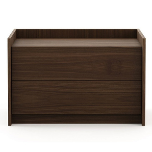 意式极简黑胡桃木色床头柜卧室家具储物柜意大利轻奢风日式床边柜