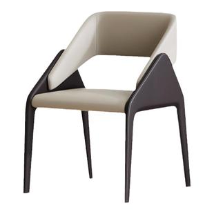 意式轻奢马鞍皮餐椅家用餐厅现代简约靠背椅子极简设计师书桌椅