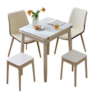 全友家居现代简约小户型客厅折叠餐桌椅组合家用玻璃饭桌实木脚桌