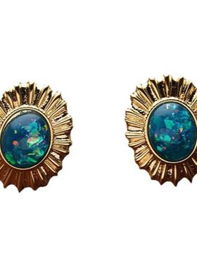 林允中餐厅蓝色椭圆吊坠珍珠项链