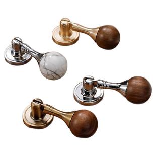 法式轻奢柜门把手衣柜门抽屉中古风胡桃木圆球新中式吊坠小拉手