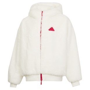 阿迪达斯马思纯同款两面穿外套女装蛇年新年款连帽运动服保暖夹克