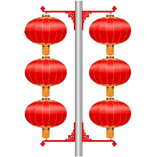 灯杆中国结灯笼路灯装饰挂件新年春节户外乡村道路街道中国结装饰