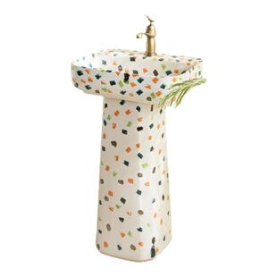 户外洗手盆庭院彩色一体式立柱台盆阳台小户型洗手漱台室外洗手池