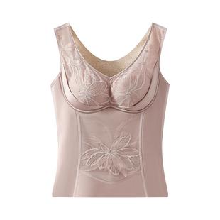 婷美秋冬无痕塑身保暖背心带胸垫修身显瘦桑蚕丝磨毛加绒打底内衣