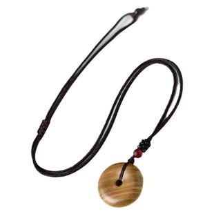 绿檀吊坠女男血檀平安扣项坠檀香木挂件编织绳挂绳毛衣链檀木项链