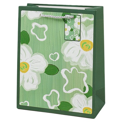 绿色系加厚礼品袋手提袋白卡纸