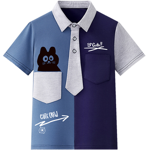 短袖t恤2025夏装新款男童女童POLO衫中大童半袖儿童纯棉潮流体恤