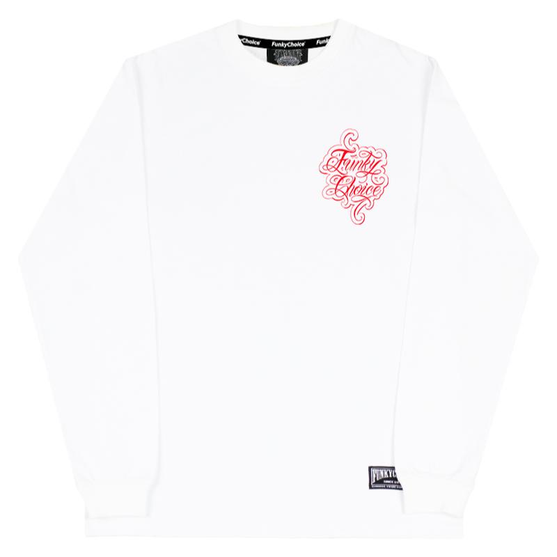 FunkyChoice国潮原创圆环哥特体字母印花长袖T恤男女小众美式复古