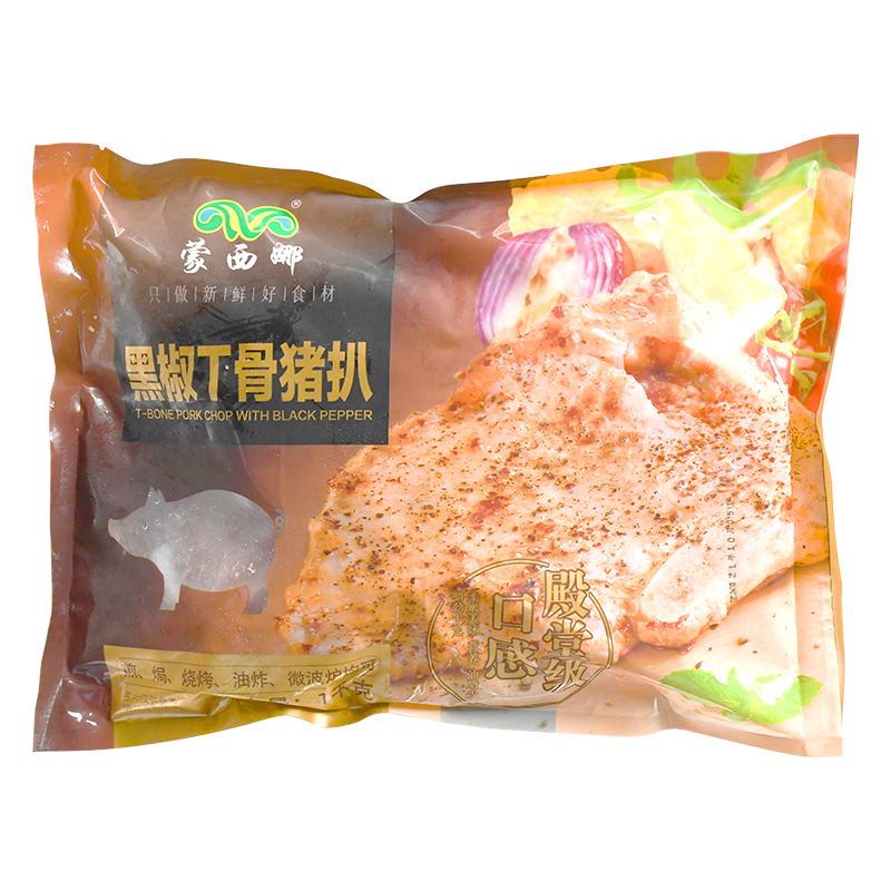 整箱蒙西娜黑椒T骨猪扒商用调理腌制猪肉西餐厅日式煎炸带骨猪排