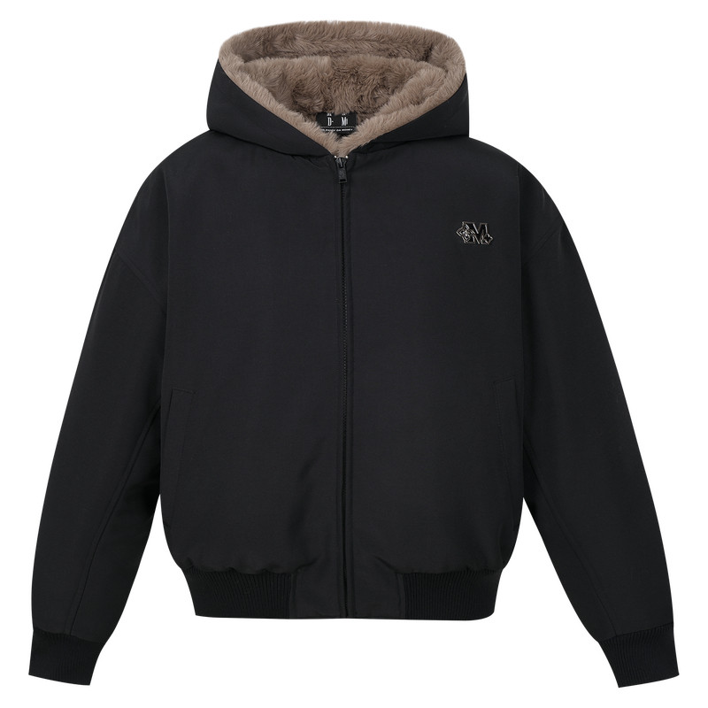 MEDM金属标logo休闲毛绒领棉服