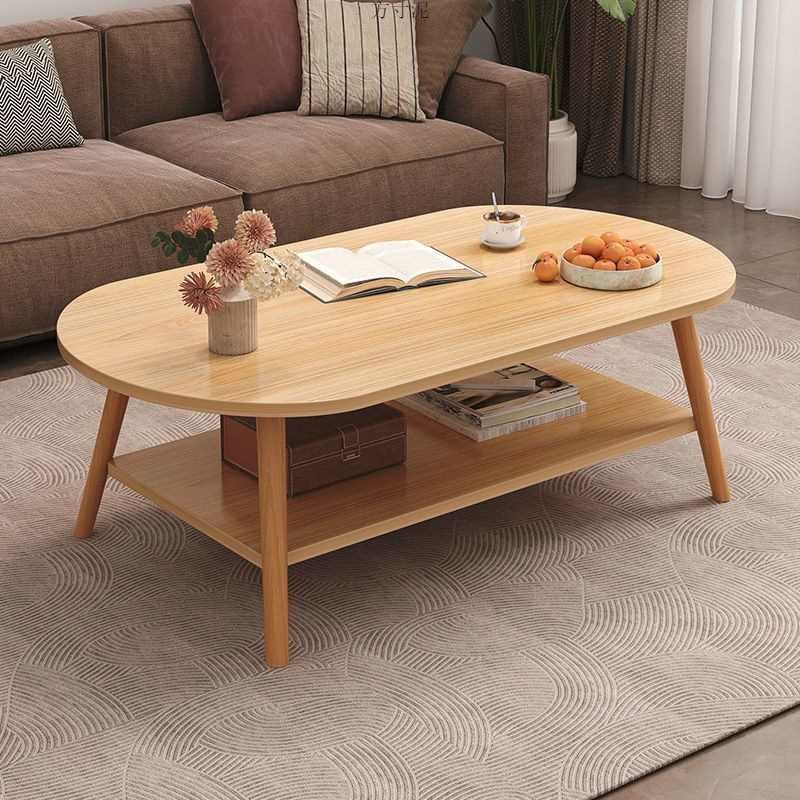 简易茶几客厅沙发椭圆形家用茶桌小户型双层桌边出租屋小桌子茶几