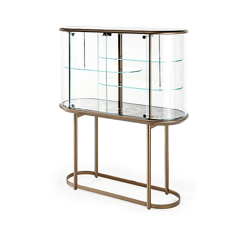 意式轻奢玻璃酒柜设计师高端展示柜豪华别墅客厅靠墙不锈钢储物柜