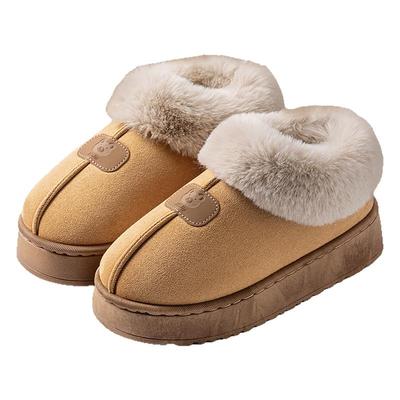 厚底加绒雪地靴女士冬季包跟保暖2025新款外穿防滑防风东北棉拖鞋