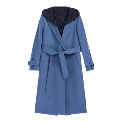 诗梦秋冬中长连帽假两件羽绒服