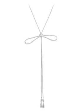 JILIFANG 金属ins风优雅银色蝴蝶吊坠抽拉可调节长款项链毛衣链