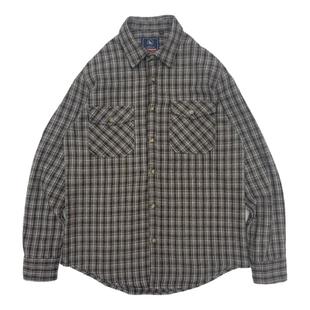 厚实毛呢格子衬衫男仿羊毛秋冬保暖衬衣工装双口袋宽松复古外套潮