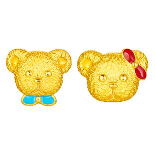 justgold镇金店partyfun英式小熊王子足金耳钉（含耳堵）1321771Y