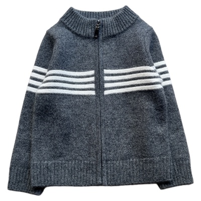 男童纯羊绒针织开衫2025秋冬季儿童条纹毛衣外套宝宝洋气拉链上衣