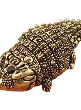 可爱小鳄鱼摆件纯黄铜3D关节可动