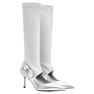 ANN ANDELMAN  25新款蝴蝶结连袜靴细跟高跟鞋银泰百货 301286