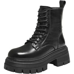 TATA他她巡星者靴子女鞋工装靴加绒千层马丁靴英伦短靴CG801DD5