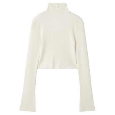 SNIDEL2025秋冬新品简约半高领挖孔露背纯色针织打底衫SWNT255153