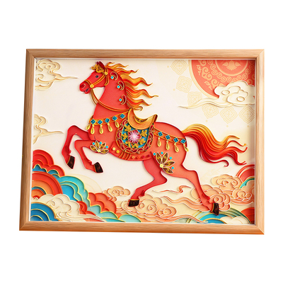 马年衍纸手工diy材料包衍纸画