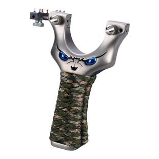 中国弹射新品不锈钢小怪兽小恶魔扁皮快压夹片中性弹弓玩具户外弓