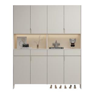 奶油风实木鞋柜入户门玄关柜子家用隔断门厅柜大容量一体靠墙定制