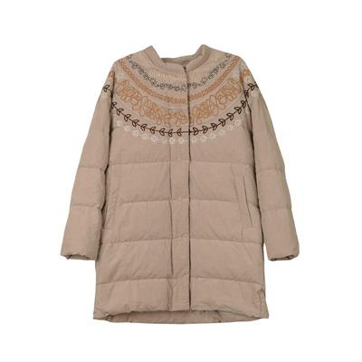 TALASA设计感刺绣长羽绒服白鹅绒