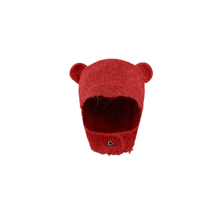 可爱小熊耳朵针织毛线帽女秋冬季红色保暖护耳帽子显脸小雷锋帽潮