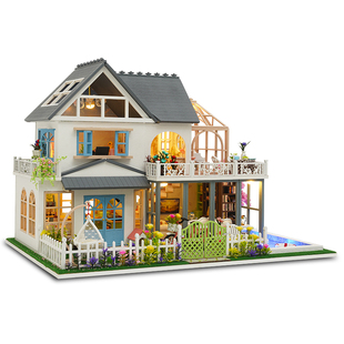美代diy小屋星语花漾遥控版手工拼装别墅模型场景积木玩具房礼物