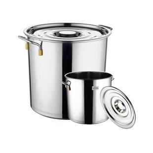 不锈钢桶带盖商用圆桶大容量家用加厚特厚50油40水桶60