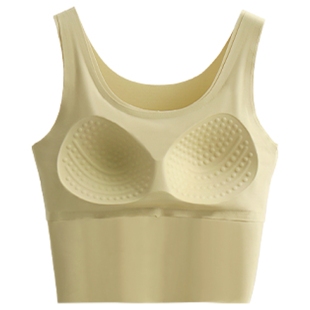 无痕冰丝小背心式内搭外穿带胸垫一体固定杯打底上衣薄款短款夏天